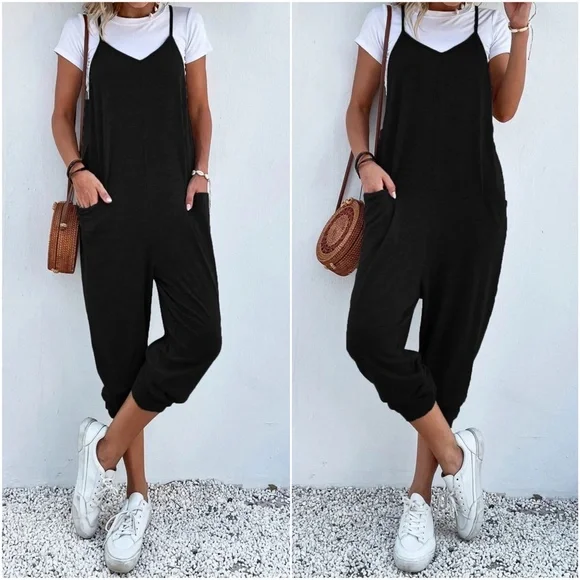 Boho Casual Cami Capri Jumper Jumpsuit - Picture 3 of 9